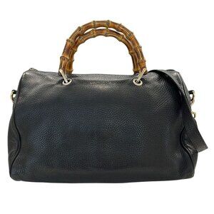 Gucci Bag Bamboo Shoulder Bag 2-Way Leather Black